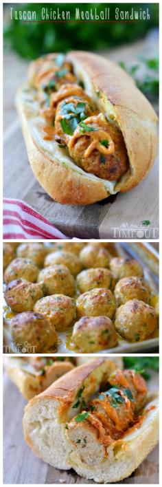 Tuscan Chicken Meatball Sandwiches | MomOnTimeout.com | #dinner #recipe #sandwich #ad