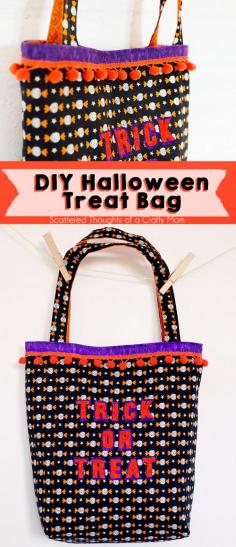 Make an easy Halloween trick or treat bag with this simple tutorial!  #halloween