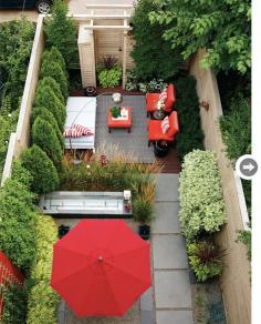 This may in fact be the perfect modern design for a small, narrow backyard