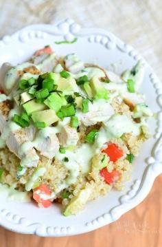 Avocado Ranch Chicken Quinoa Bowl | from willcookforsmiles...