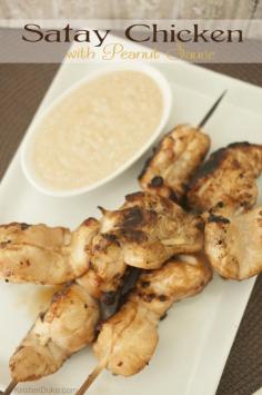 Satay Chicken with Peanut Sauce Recipe - great for easy dinner meal