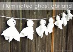 halloween decor, ghost garland, halloween crafts, DIY garland, light up garland, ghosts
