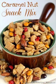 Caramel Nut Snack Mix - Butter With a Side of Bread #recipe