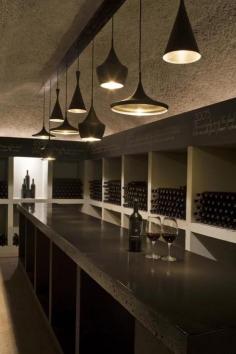 Netherlands-based Uxus Design created the tasting rooms at the Merus Winery in Napa, which feature Tom Dixon lighting and a chalkboard-painted strip for indicating wine varieties. Gorgeous! Would love one of these in my house!