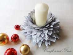 DIY Christmas centerpiece with leaves - tutorial