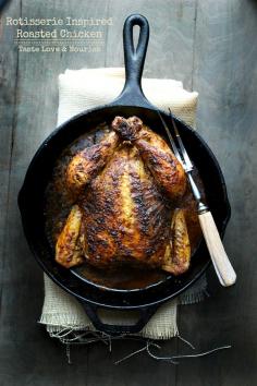 Rotisserie Inspired Roasted Chicken - one of the most flavorful and delicious chicken recipes with a no-fail roasting method that you'll love!  | @Taste Love & Nourish | #chicken #roasted #dinner