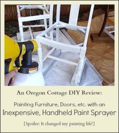 Review: Painting with An Inexpensive Handheld Paint Sprayer here: www.anoregoncotta... #furniturepainting
