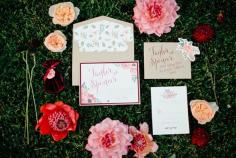 Wedding Invitations and Paper Goods: Prim and Pixie - Garden Romance Wedding Inspiration by Beijos Events (Event Design and Styling) + Megan Welker Photography - via ruffled