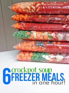 How to make 6 crockpot soup freezer meals in one hour!