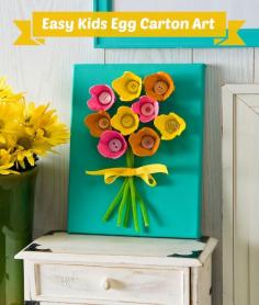 This easy egg carton craft makes wall art from recycled materials - so fun for kids!