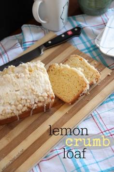 Lemon Crumb Loaf: Lemony cake-like quick bread made with plenty of lemon zest and topped with a crunchy crumb topping and tart glaze.