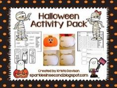 This pack includes one writing craft and several printables for your class to enjoy. I hope you and your class enjoy this pack for a great and spooky Halloween! In this pack:  spooky word search spooky word boxes spooky word scramble Halloween bookmarks How to Carve a Pumpkin writing and craft