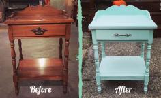 Curbside rescue: A dated end table brought back into this century with a little paint and new drawer pulls.