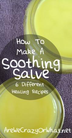 Step by step directions on how to make 6 different soothing salve recipes. #beselfreliant