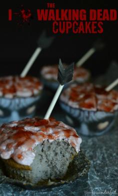 Bloody Zombie Brain Cupcakes - The perfect dessert recipe for Halloween or your The Walking Dead party!