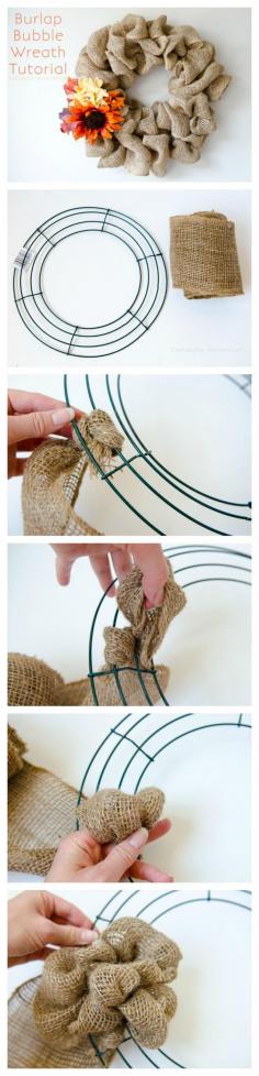 Fall Wreaths DIY • Great Projects and Tutorials! including, from 'craftoholics anonymous', easy DIY burlap bubble wreath project.