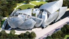 
                        
                            AERIAL VIEW~ LOUIS VUITTON FOUNDATION~ A new art museum and cultural center sponsored by the group LVMH   Designed by architect Frank Gehry, it is next to the Jardin d'Acclimatation in the Bois de Boulogne in the 16th arrondissement   The collection, from art works owned by LVMH and its CEO, Bernard Arnault, will be unveiled in three stages between October 2014 and September 2015. Highlights of the LVMH collection include works by Jean-Michel Basquiat, Gilbert & George and Jeff Koons.
                        
                    