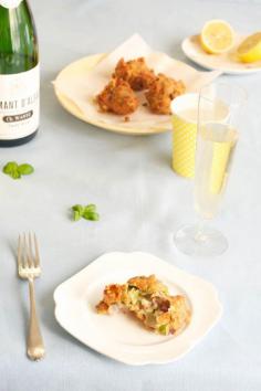 Cheesy Choux Fritters with Crémant Sparkling Wine