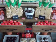 Yummy treats at a farm birthday party!  See more party planning ideas at CatchMyParty.com!