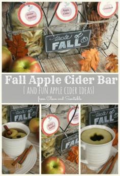 Fun apple cider bar and recipe.  Some cute ways to present it too!