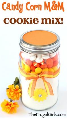 
                        
                            Candy Corn M&M Cookie Mix in a Jar! ~ from TheFrugalGirls.com ~ such a fun, easy mason jar gift to give this Fall to friends, family, neighbors, co-workers and teachers... it makes the BEST cookies!! #thefrugalgirls
                        
                    
