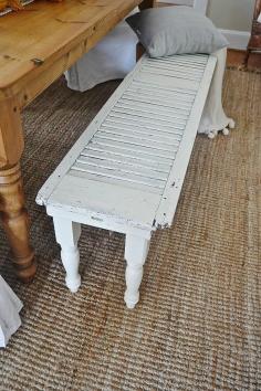 DIY shutter bench... so easy to make & works great for by a dining room table!
