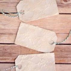 
                        
                            Create vintage looking gift tags with lace, cardstock, and Mod Podge.
                        
                    