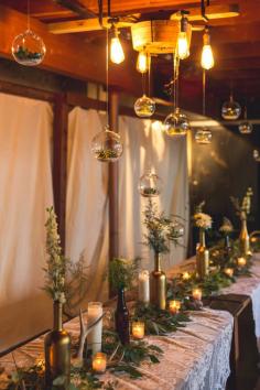 hanging wedding decor, photo by Continuum Photography ruffledblog.com/... #weddingideas #terrariums #receptions