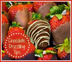 Tips for perfectly drizzled chocolate strawberries. They are much easier to do than you might think.  Get my tips thegardeningcook....