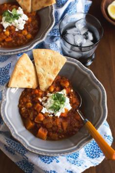 Spicy Lentil Stew with Butternut Squash, Chickpeas and Goat Cheese from @Cindy | Hungry Girl Por Vida