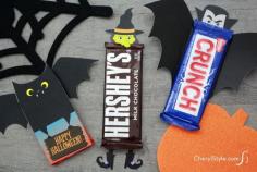 
                        
                            Fun Halloween candy bar wrappers, so easy with @Glue Dots- CherylStyle
                        
                    