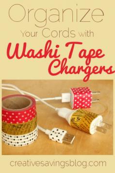Transform boring white cords into adorable washi tape chargers, and finally organize those messy drawers.
