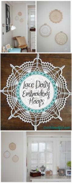 
                        
                            Super easy lace doily embroidery hoops - perfect for display vintage treasures! | Dwell Beautiful
                        
                    
