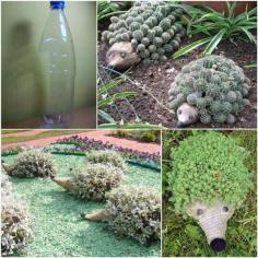 For a touch of whimsy, add some funny fuzzy hedgehogs made from just a water bottle. | 51 Budget Backyard DIYs That Are Borderline Genius