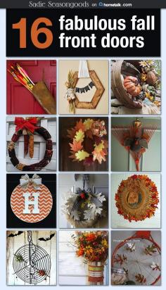 If you're looking for unusual or unique wreathes and door decor for Autumn and Fall, this is the round-up for you! I love it...quiver and arrows, grain sieves, grill racks, basketball hoops, corn cobs, rakes...so many great ideas! #sadieseasongoods