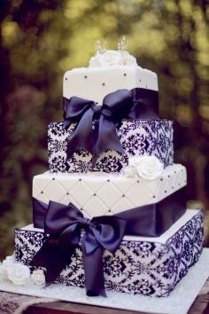 Wedding cakes with ribbon bow, Fall wedding cakes www.loveitsomuch.com