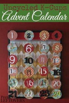 Put your leftover K cups to good use to create this pretty, upcycled K Cup advent calendar to help countdown the days until Christmas.