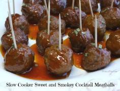 
                    
                        Slow Cooker Sweet and Smokey Cocktail Meatballs, the perfect holiday appetizer from NoblePig.com
                    
                