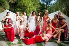 Mismatched bridesmaids dresses done right.