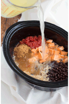 
                    
                        Crockpot sweet potato, chicken, and quinoa soup. SO good and super healthy!
                    
                