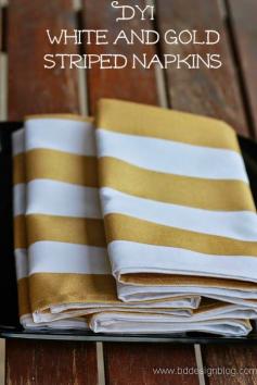 
                    
                        Hosting a dinner party? Or just want to add some shimmer to your next meal? Quick DIY painted napkins tutorial. www.bddesignblog.com #napkins #dinnerparty #gold
                    
                