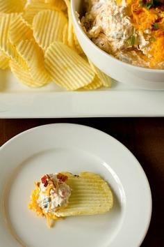 
                    
                        Loaded Baked Potato Dip. Really does taste like a loaded baked potato! It's a really chunky dip, ended up being easier to serve on crackers like a cheese ball. Besides crumbling the bacon and cutting up chives, another super easy recipe to fix. Great easy party dip recipe.
                    
                