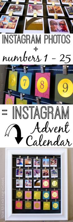 DIY Instagram Advent Calendar. Such a fun way to look back at highlights from the year while counting down the days till Christmas! | The Thinking Closet