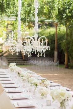 
                        
                            Elegant wedding table with crystal chandeliers: www.stylemepretty... | Photography: Jana Williams - jana-williams.com/
                        
                    