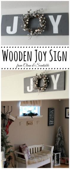 
                    
                        Simple but pretty wooden JOY sign. // cleanandscentsibl...
                    
                