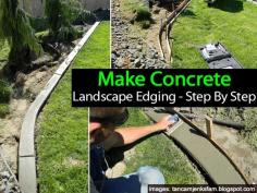 
                    
                        Landscape edging or curbing can put the finishing touch on a landscape project. Concrete makes it very permanent. It’s possible to make your own concrete landscape edging. Camie at tancamjenksfam.bl... shares how they made theirs, complete with images of the step by step process. Check out the results of this concrete edging project at the …
                    
                