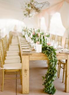 
                    
                        Simple wooden wedding table with the most lovely garland: www.stylemepretty... | Photography: Erin Hearts Court - www.erinheartscou...
                    
                
