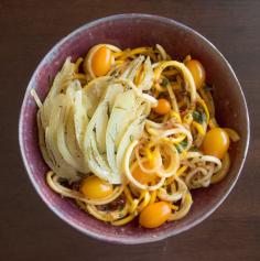 
                    
                        Looking for a way to use your fresh basil, but don't want to make a heavy pasta? Whip up some Yellow Squash Noodles in Tomato Basil Sauce by Healthy Nibbles & Bits! This recipe uses a spiralize...
                    
                
