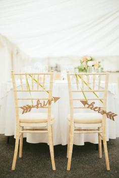 
                        
                            Wedding chairs (His & Hers Signs: BHLDN) - Charming English Countryside Wedding in Yorkshire by M And J Photography
                        
                    