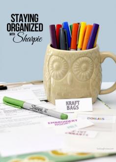 
                    
                        Staying organized with Sharpie as I attempt to organize some of my shipping and craft supplies with sharpie markers, storage containers and binder labels!!  More details at livelaughrowe.com #SharpieBTS #pmedia #ad
                    
                